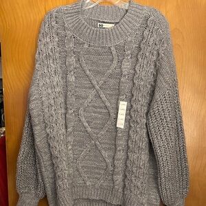 SO Light Gray Chunky Cable Knit Sweater